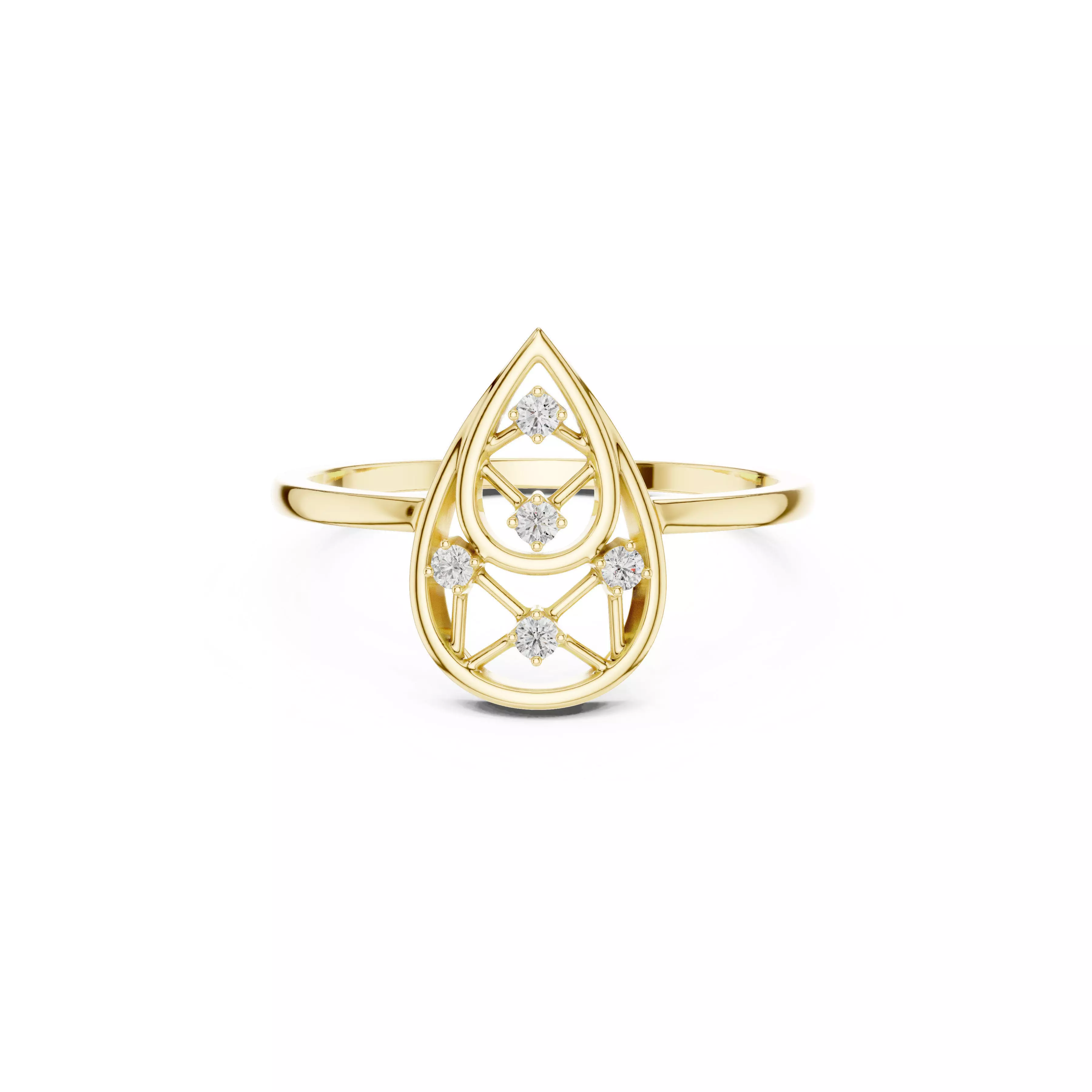Jewelry Pear Shape Diamond Gold Ring Open Minimal Rings CAD 3D print model