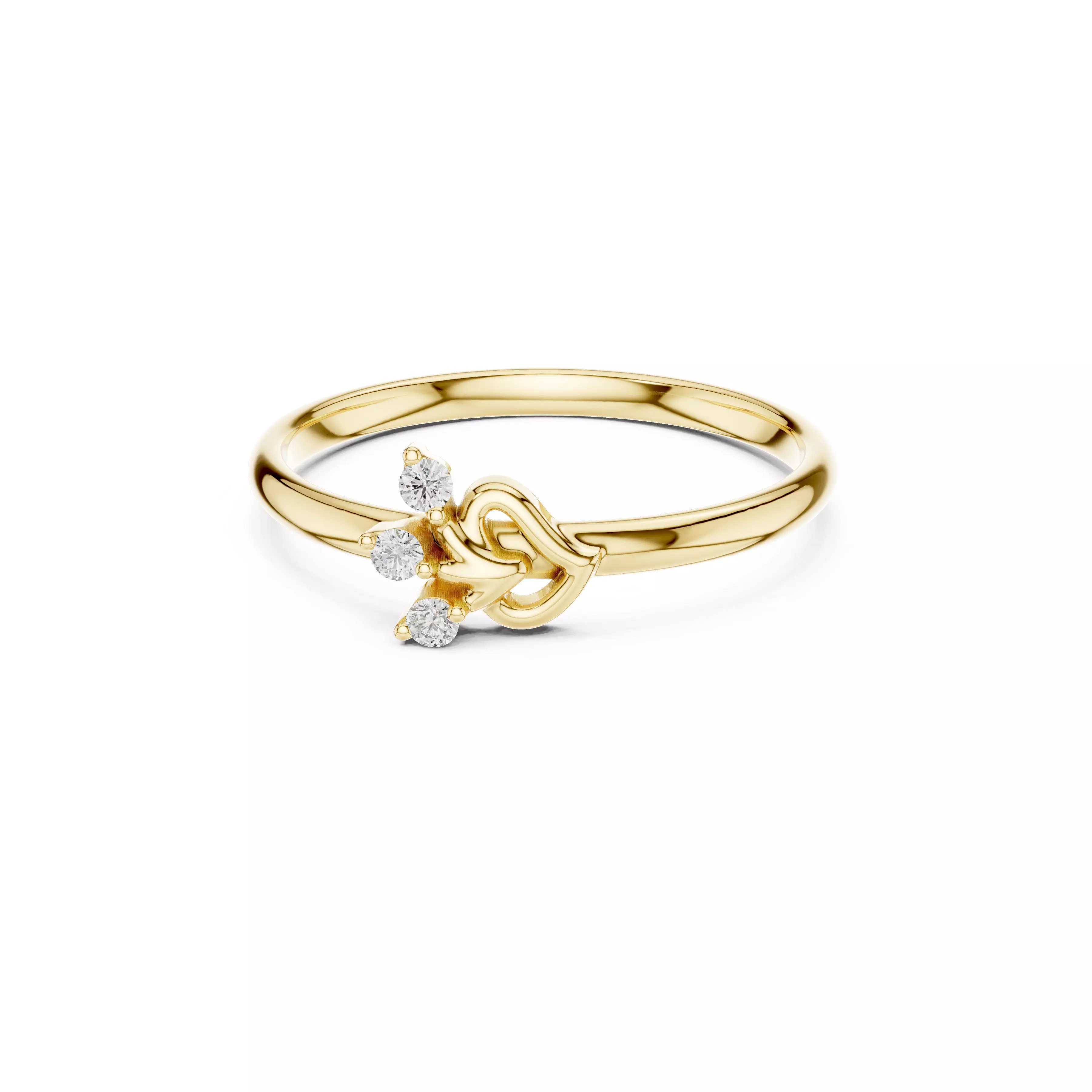 Jewelry Minimal ThreeStone Flowing Knot Trio Modern Diamond Ring 3D print model