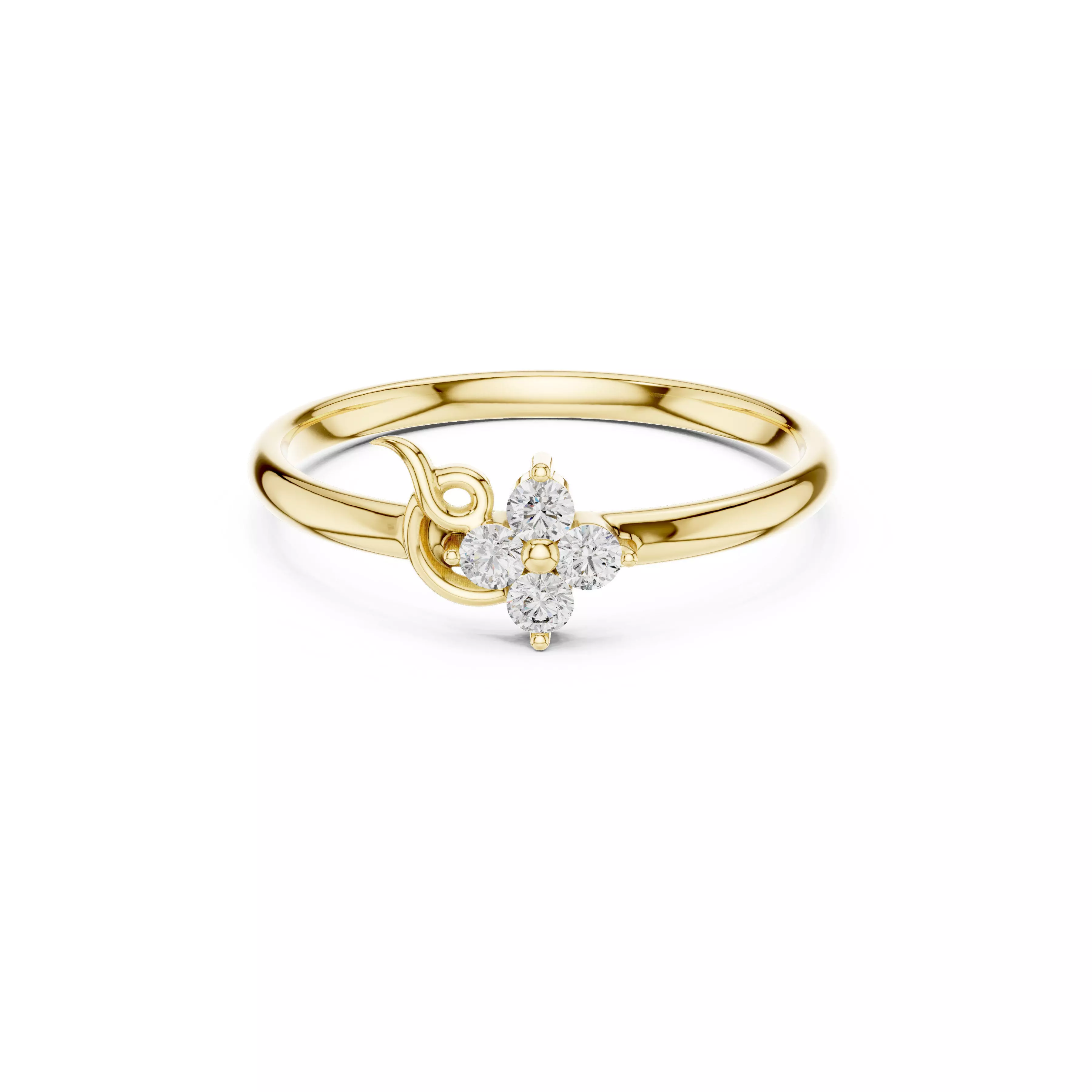 Jewelry Vine Floral Diamond Ring Minimal Leaf Swirl CAD Rings 3D print model