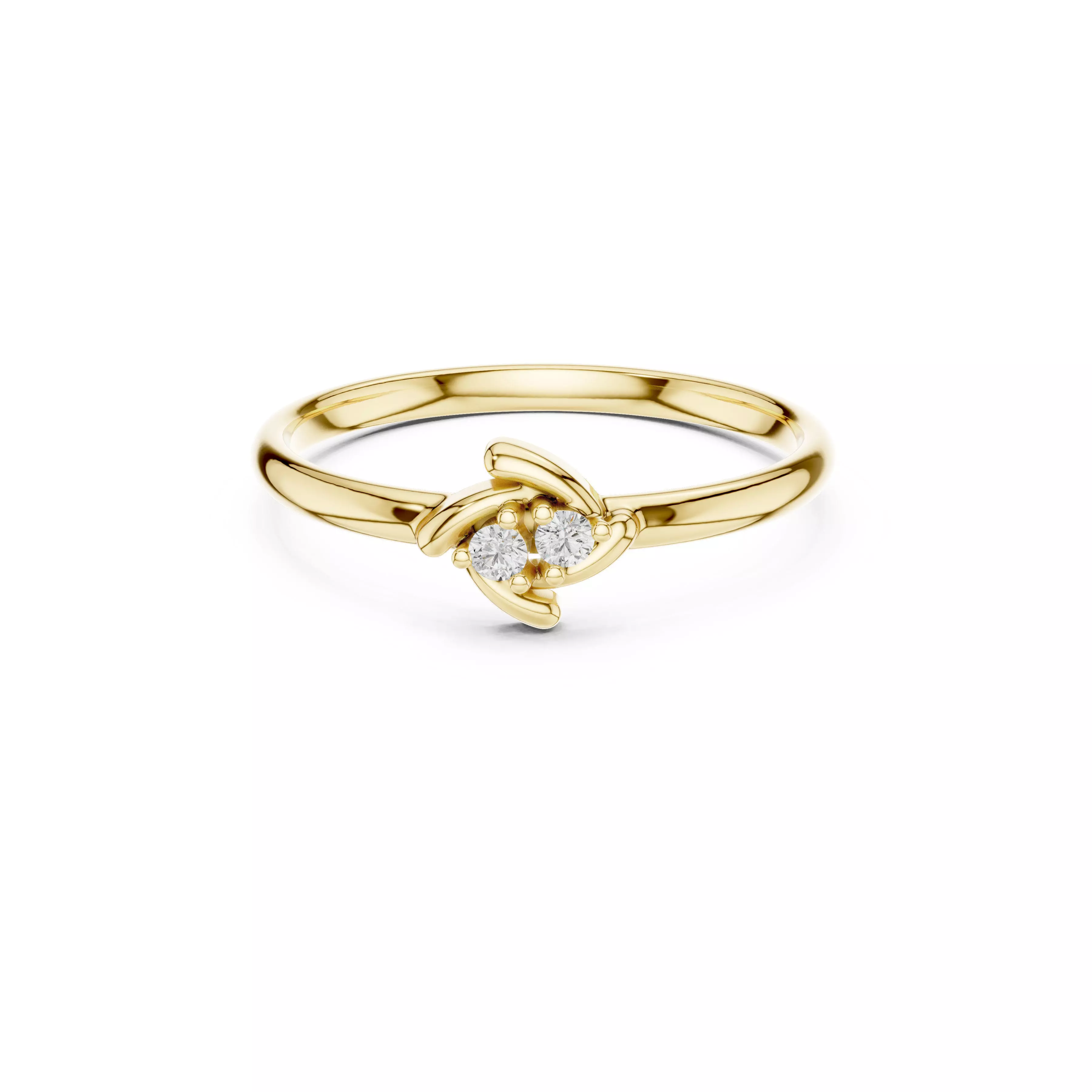 Jewelry Minimal Twin Diamond Natural Flow Twist Ring CAD Rings 3D print model