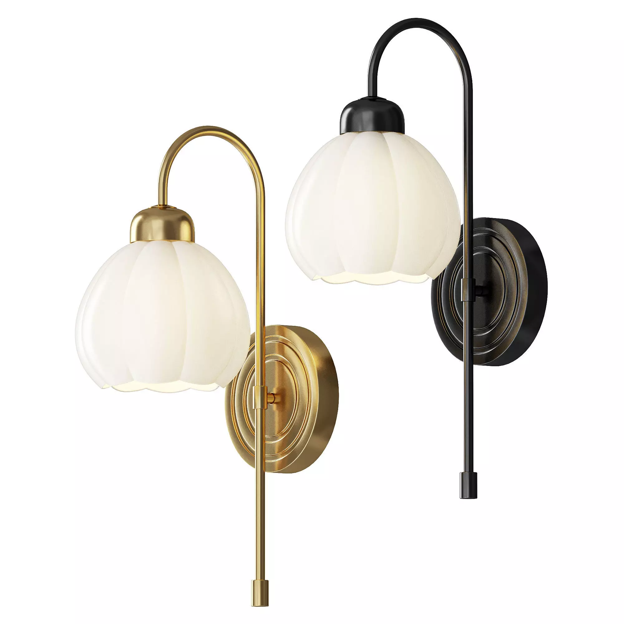 Long Brass Flower Glass Wall Sconce 3D model