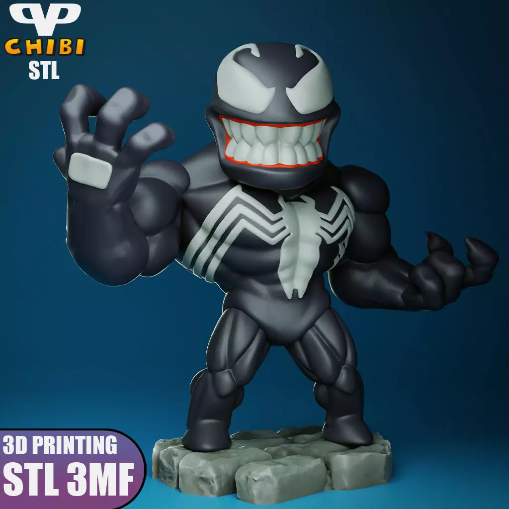 Venom Chibi STL 3MF for 3D Printing 3DXM ChibiSTL 3D model 3D printable ...