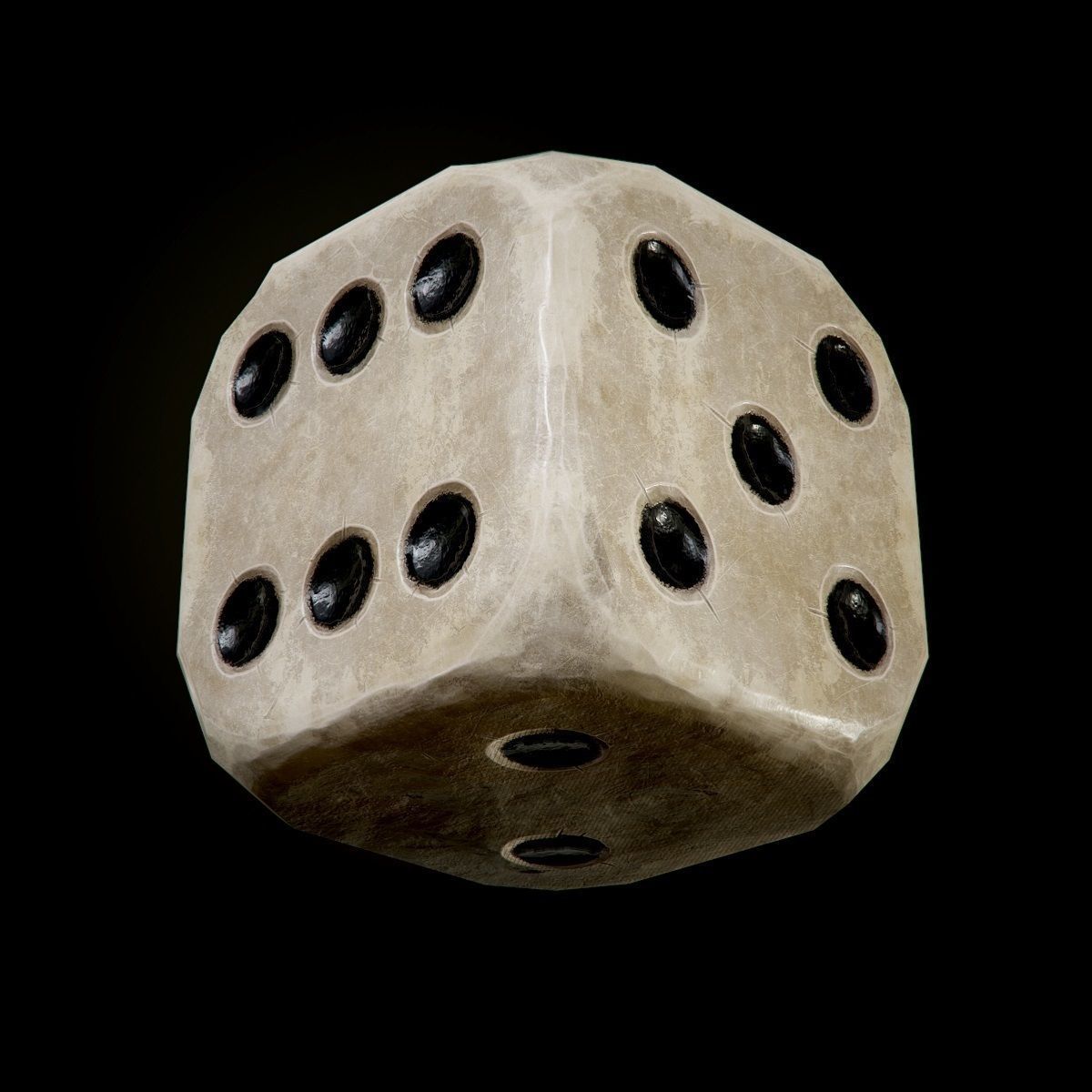 antique dice PBR Game-Ready Low-poly 3D model_8