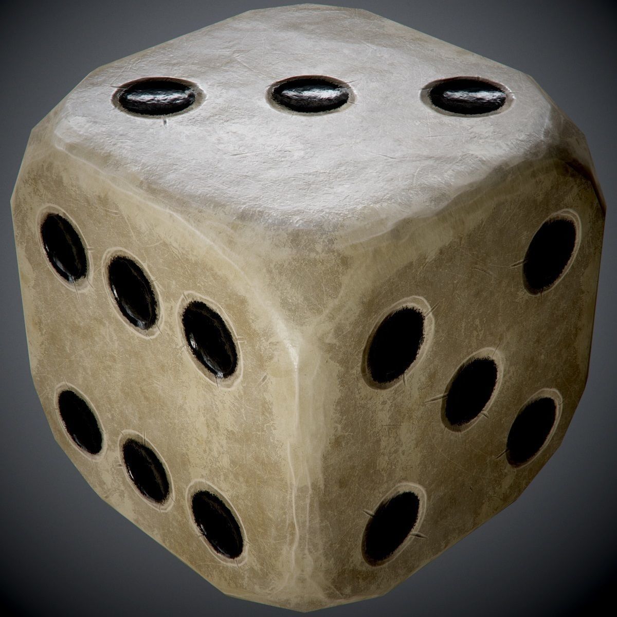 antique dice PBR Game-Ready Low-poly 3D model_4
