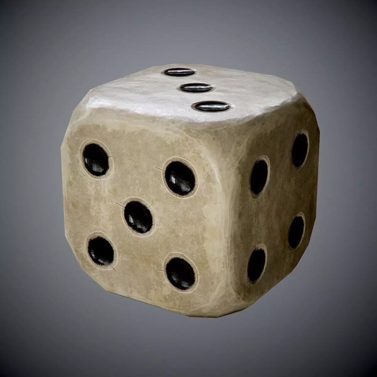 antique dice PBR Game-Ready Low-poly 3D model_0