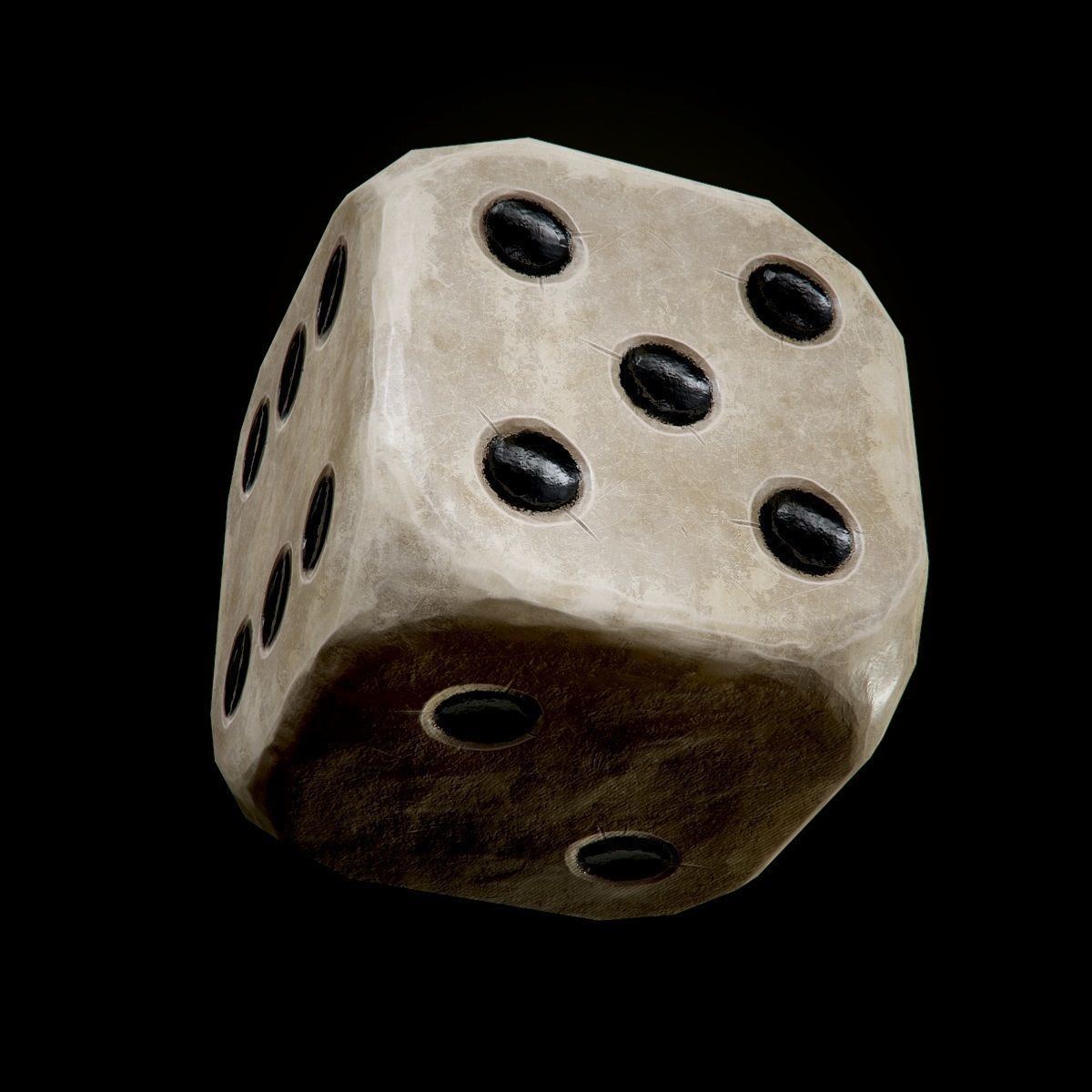antique dice PBR Game-Ready Low-poly 3D model_7