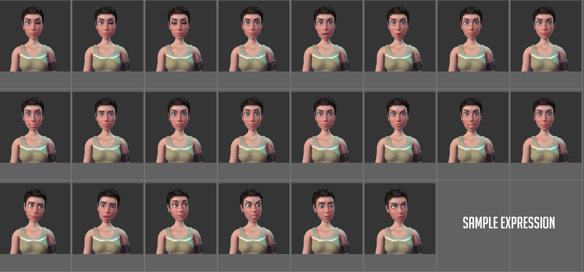 Complete cartoon woman Low-poly 3D model_4