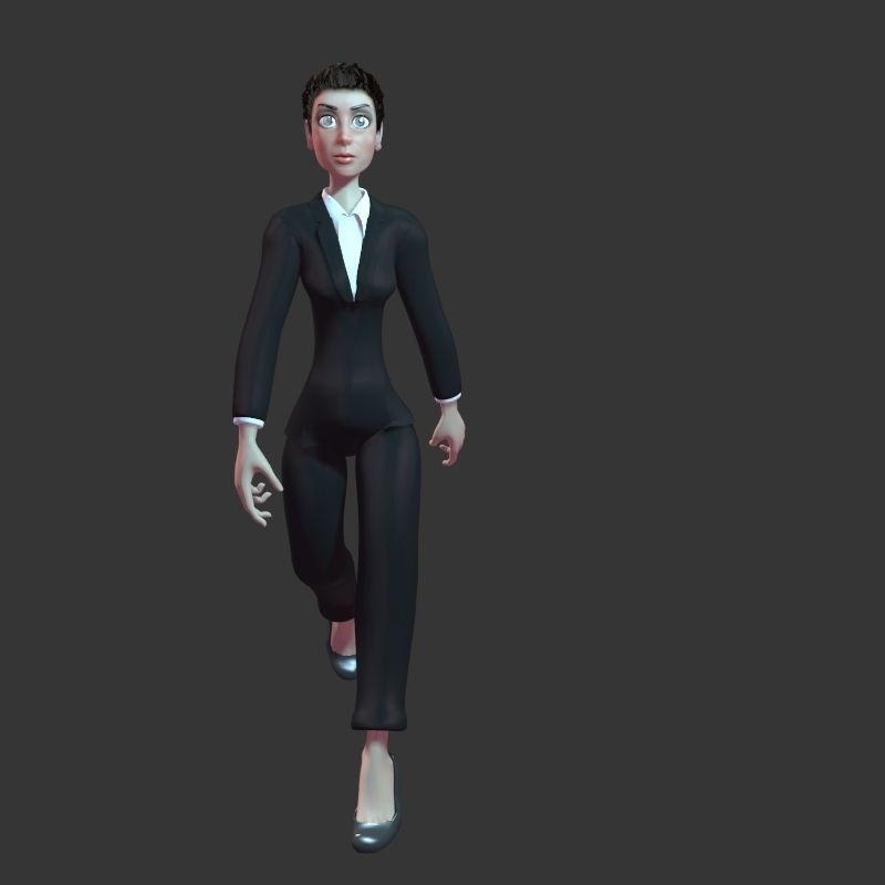 Complete cartoon woman Low-poly 3D model_10