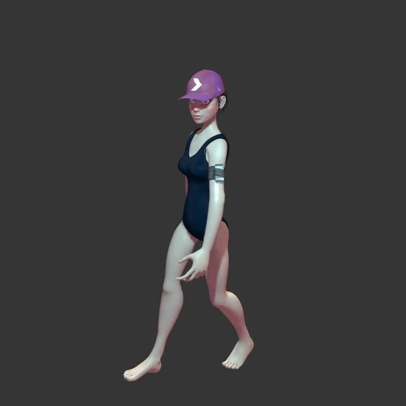 Complete cartoon woman Low-poly 3D model_6