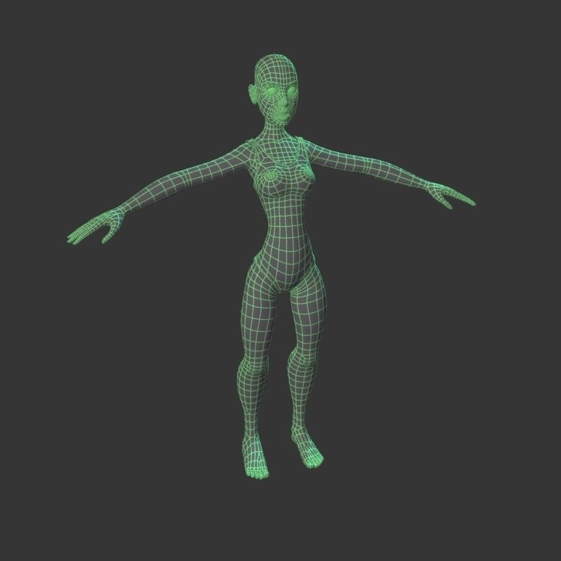Complete cartoon woman Low-poly 3D model_17