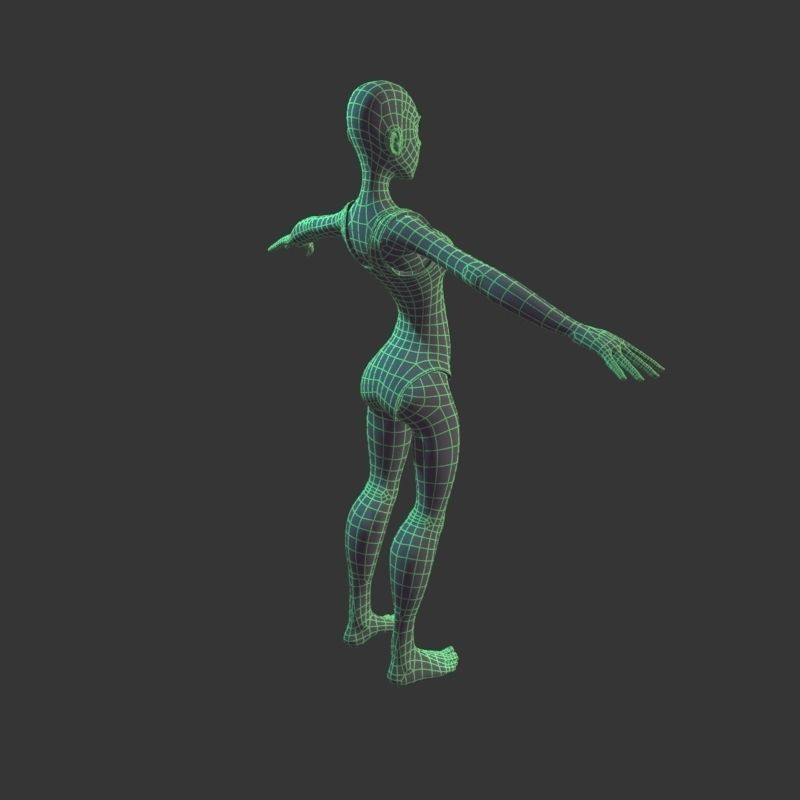 Complete cartoon woman Low-poly 3D model_14
