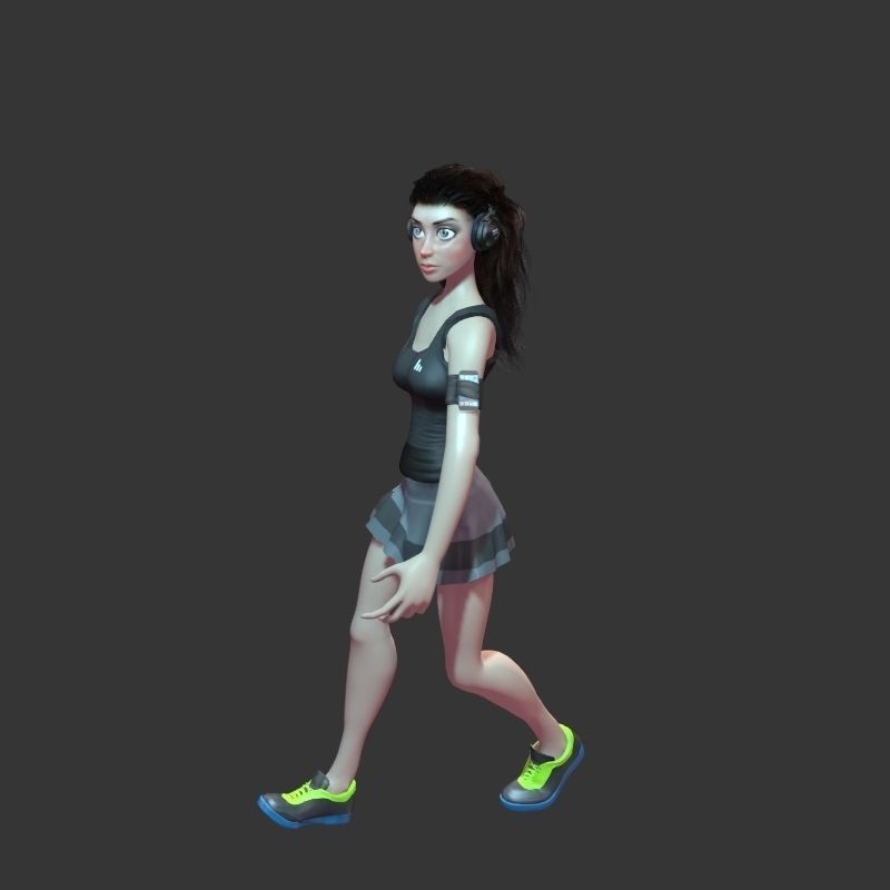 Complete cartoon woman Low-poly 3D model_5