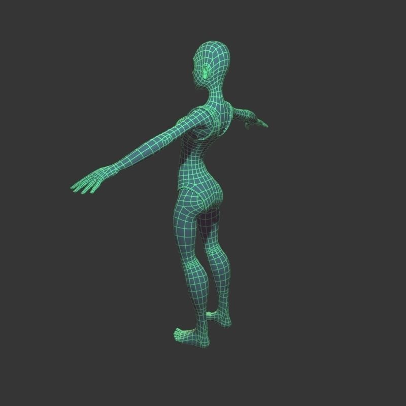 Complete cartoon woman Low-poly 3D model_16