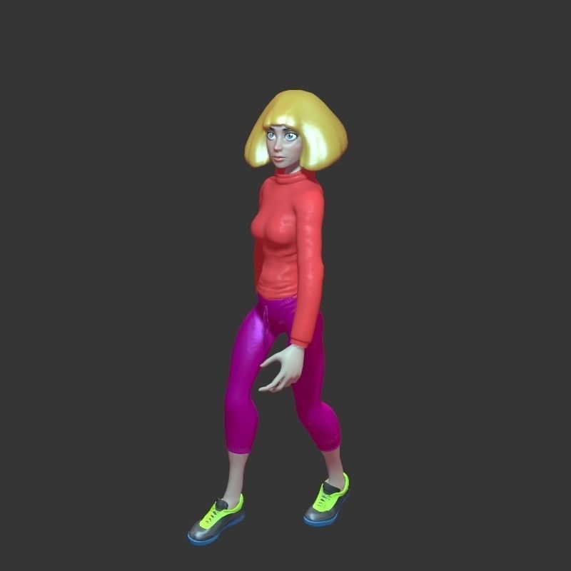 Complete cartoon woman Low-poly 3D model_12