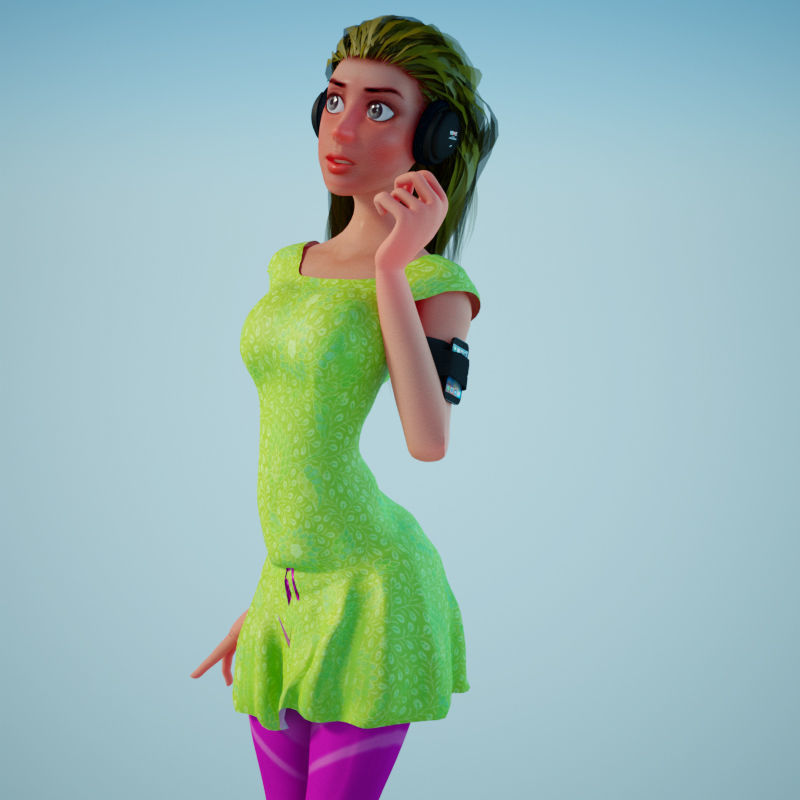 Complete cartoon woman Low-poly 3D model_3
