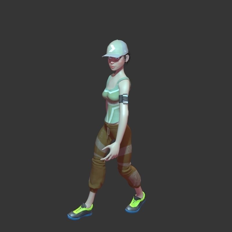 Complete cartoon woman Low-poly 3D model_9