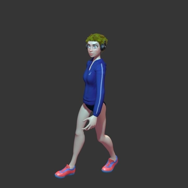 Complete cartoon woman Low-poly 3D model_7