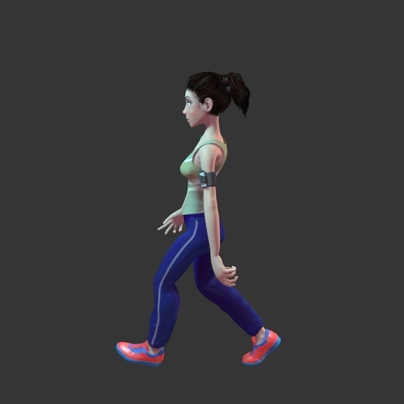 Complete cartoon woman Low-poly 3D model_11