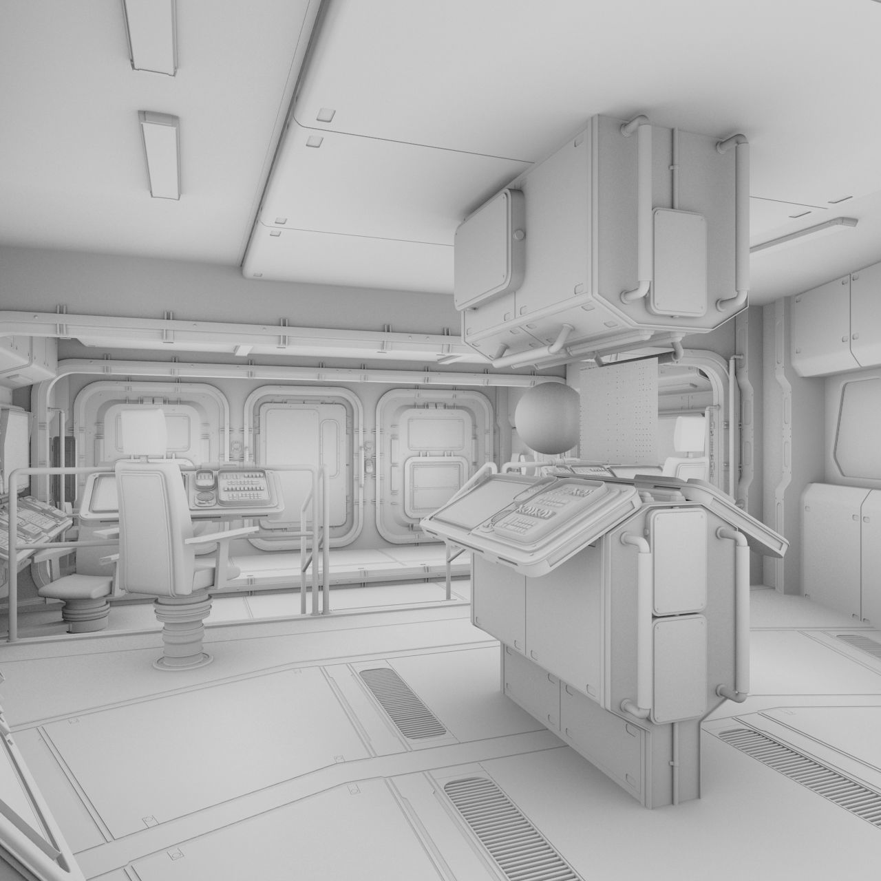 Starship Command Center PBR High Poly 2 3D model_2