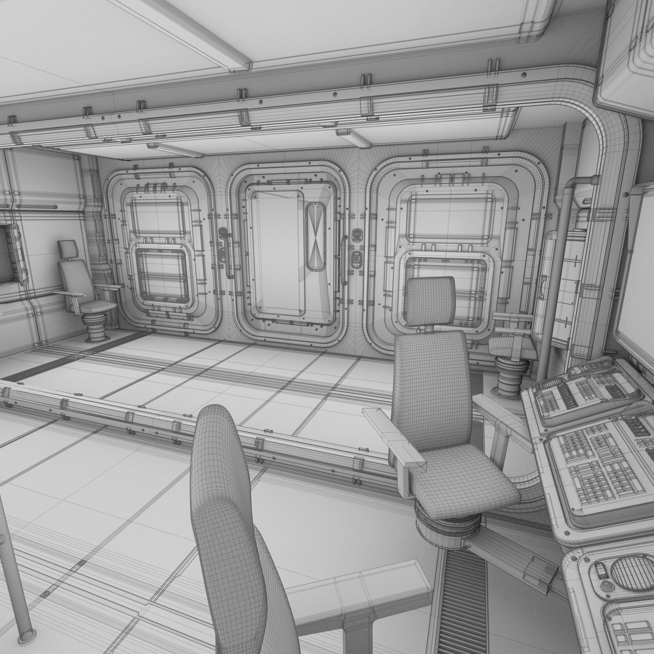Starship Command Center PBR High Poly 2 3D model_27