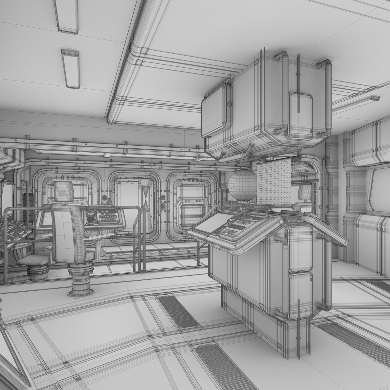 Starship Command Center PBR High Poly 2 3D model_3