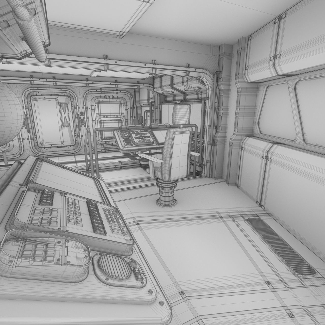 Starship Command Center PBR High Poly 2 3D model_18