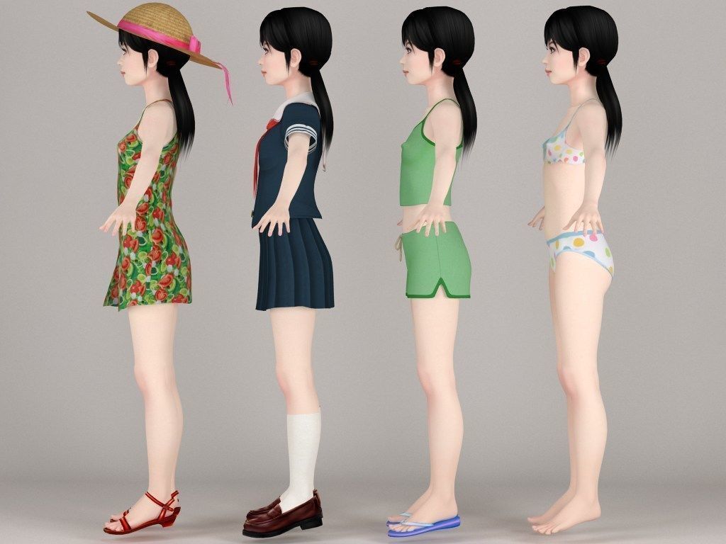  T pose nonrigged model of Manami with various outfit  3D model_4