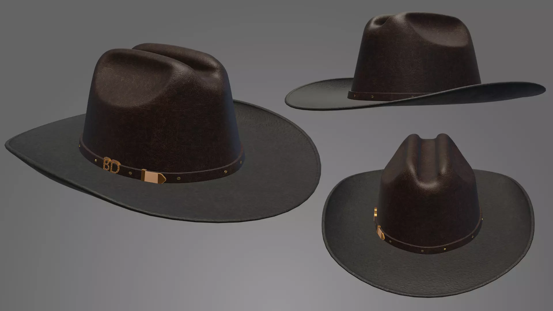 Western Leather Cowboy Hat 3D model