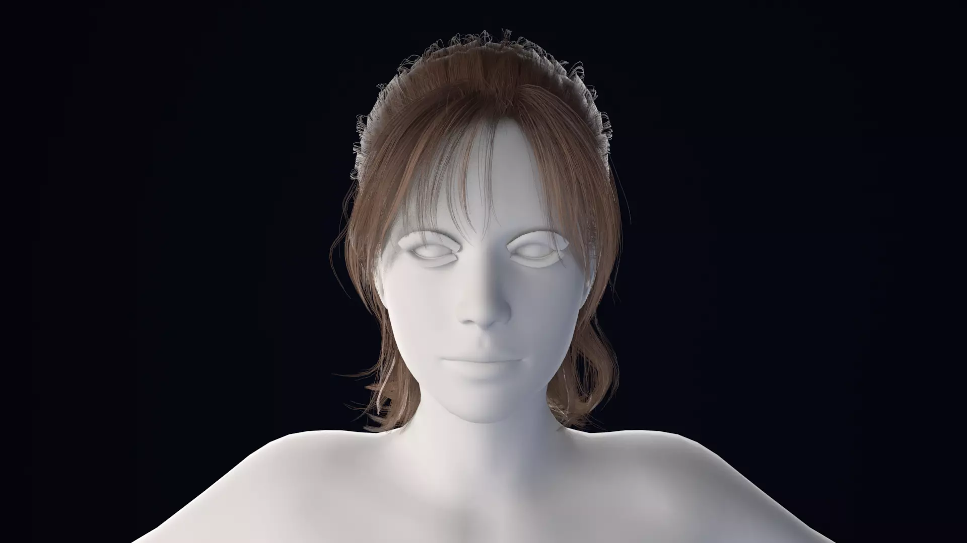 Realistic Female Hair Low-poly 3D model