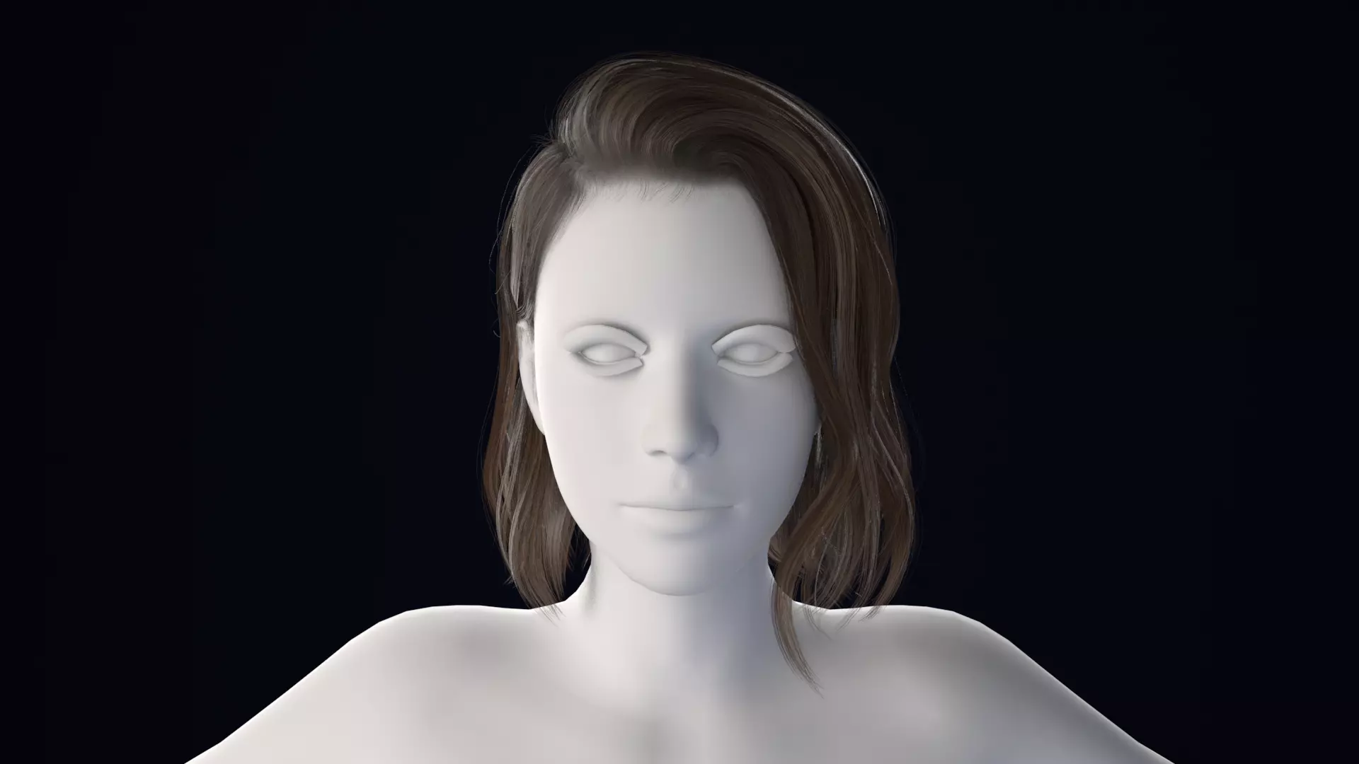 Realistic Female Hair Low-poly 3D model