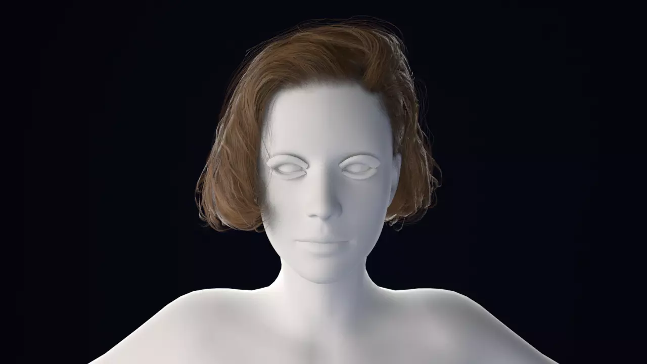Realistic Female Hair Low-poly 3D model