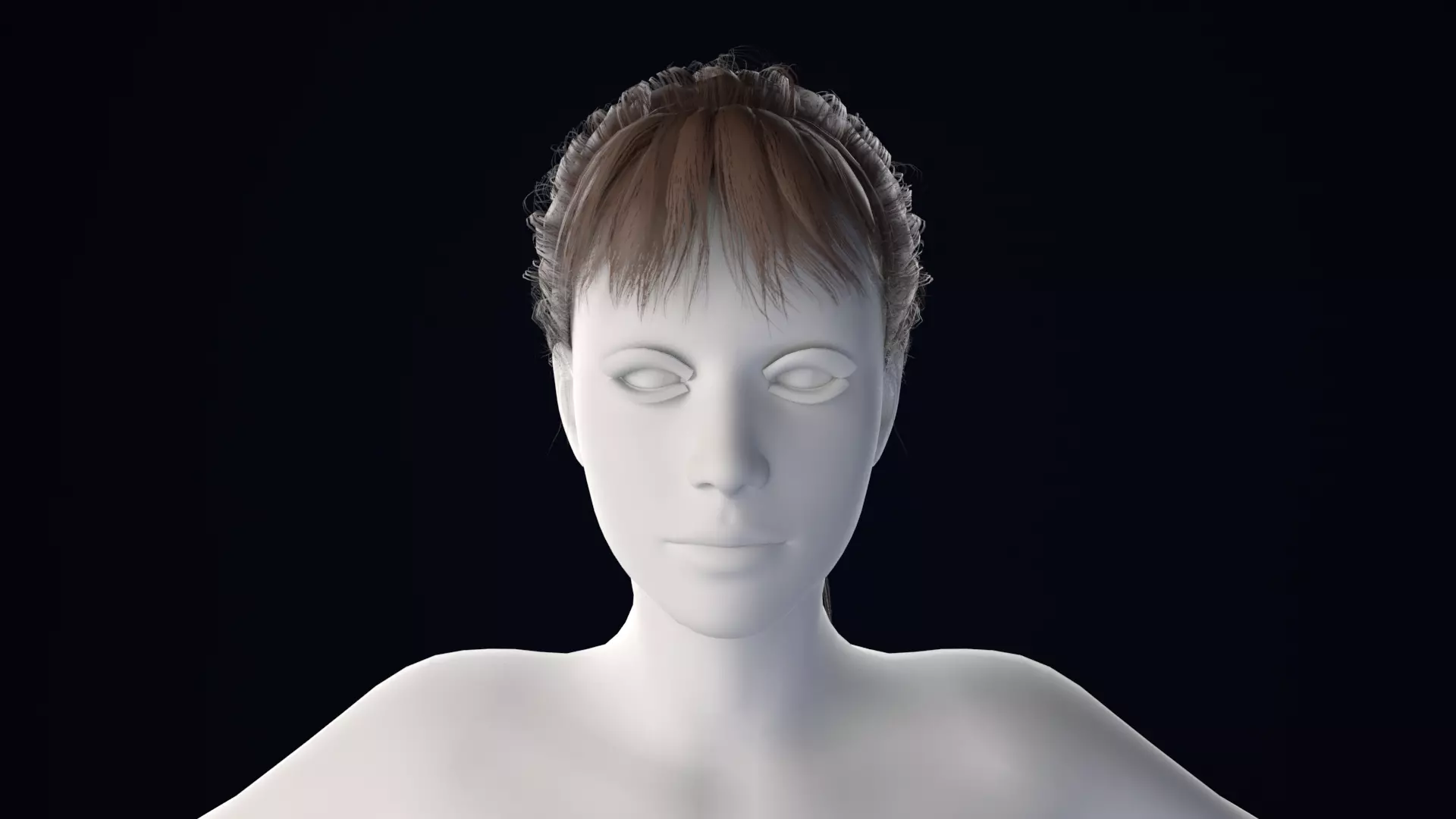 Realistic Female Hair Low-poly 3D model