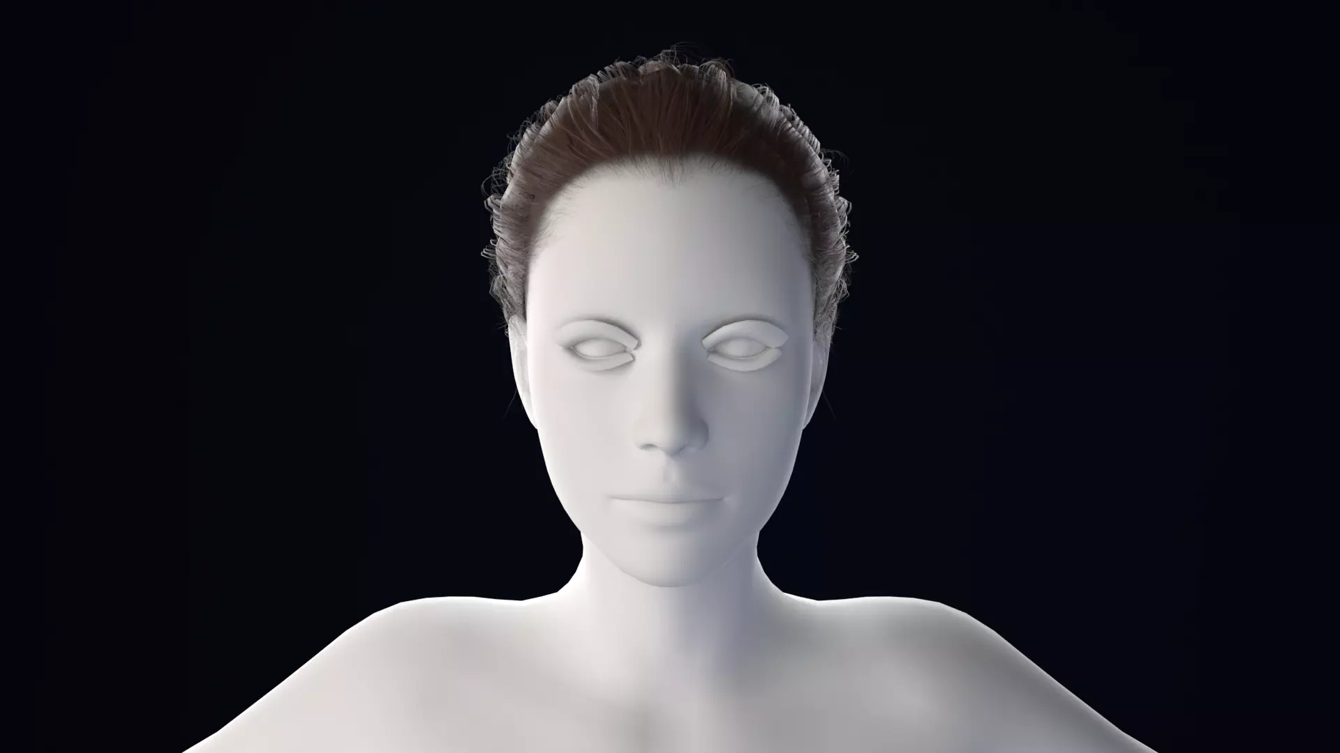 Realistic Female Hair Low-poly 3D model