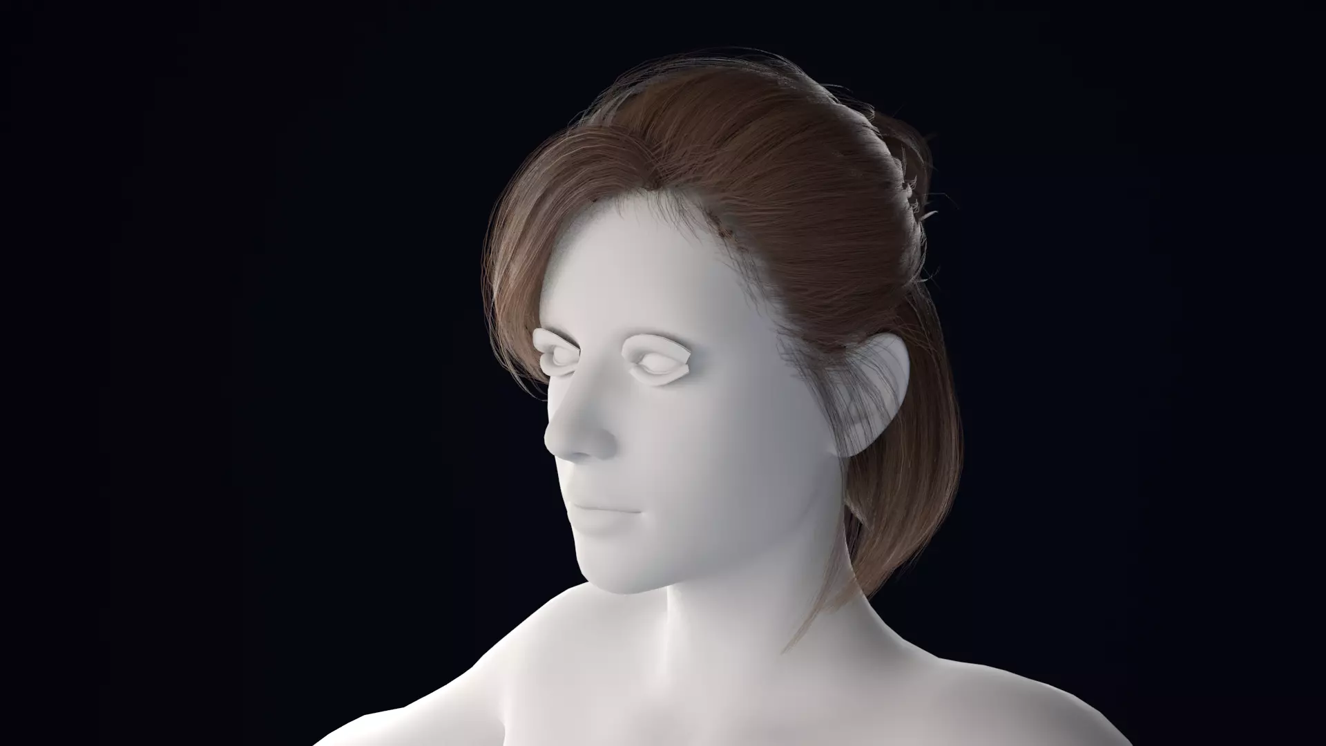 Realistic Female Hair Low-poly 3D model