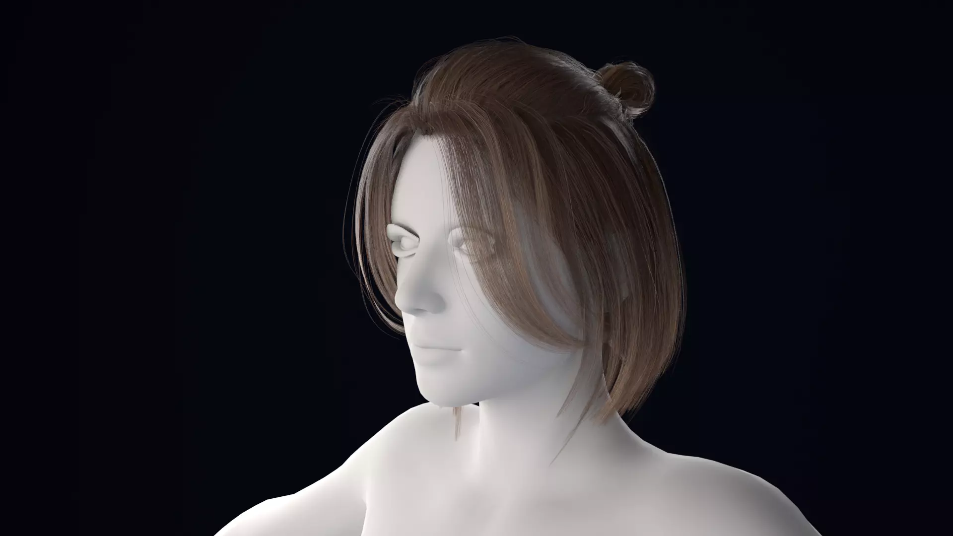 Realistic Female Hair Low-poly 3D model