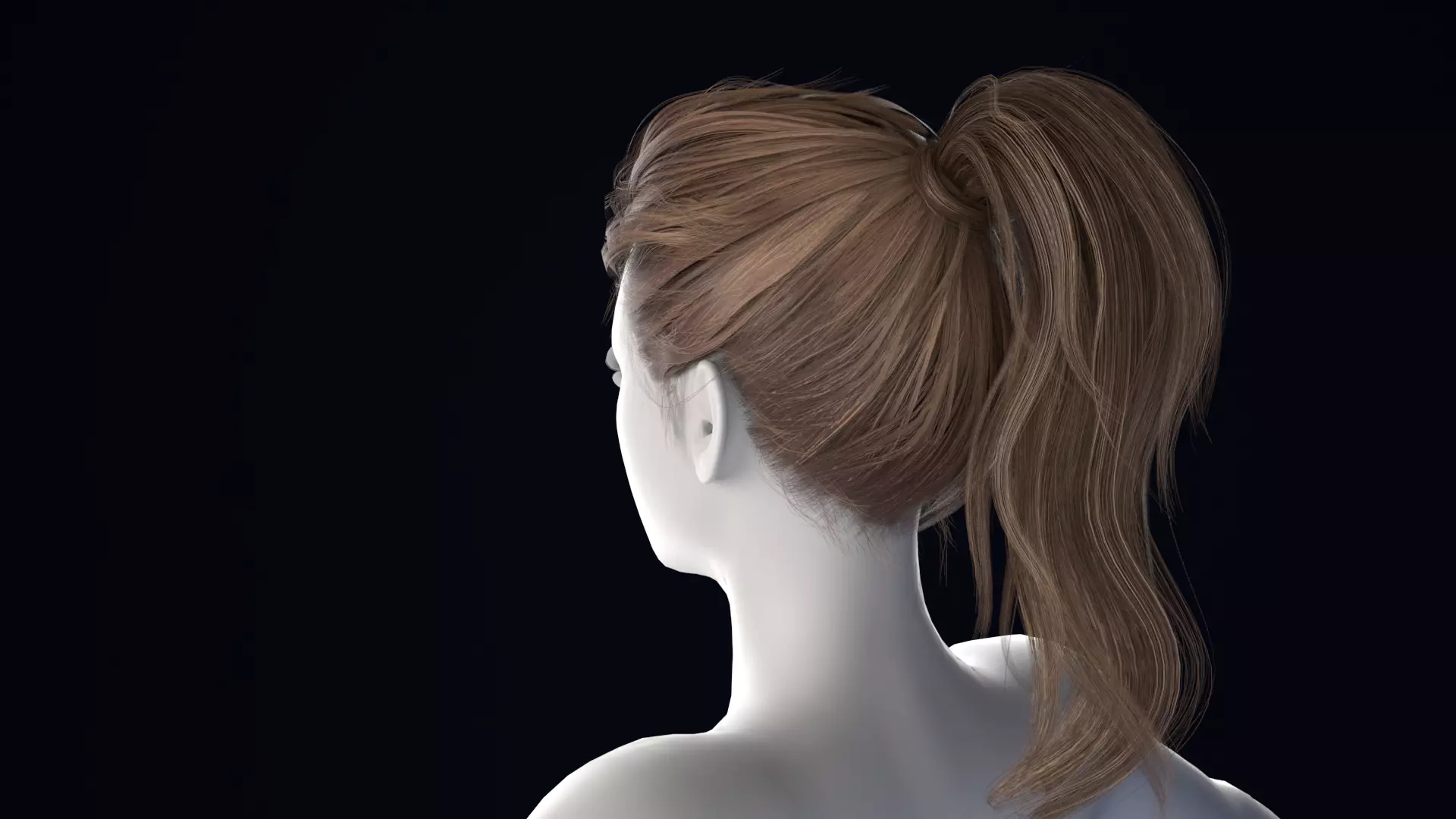 Realistic Female Hair Low-poly 3D model