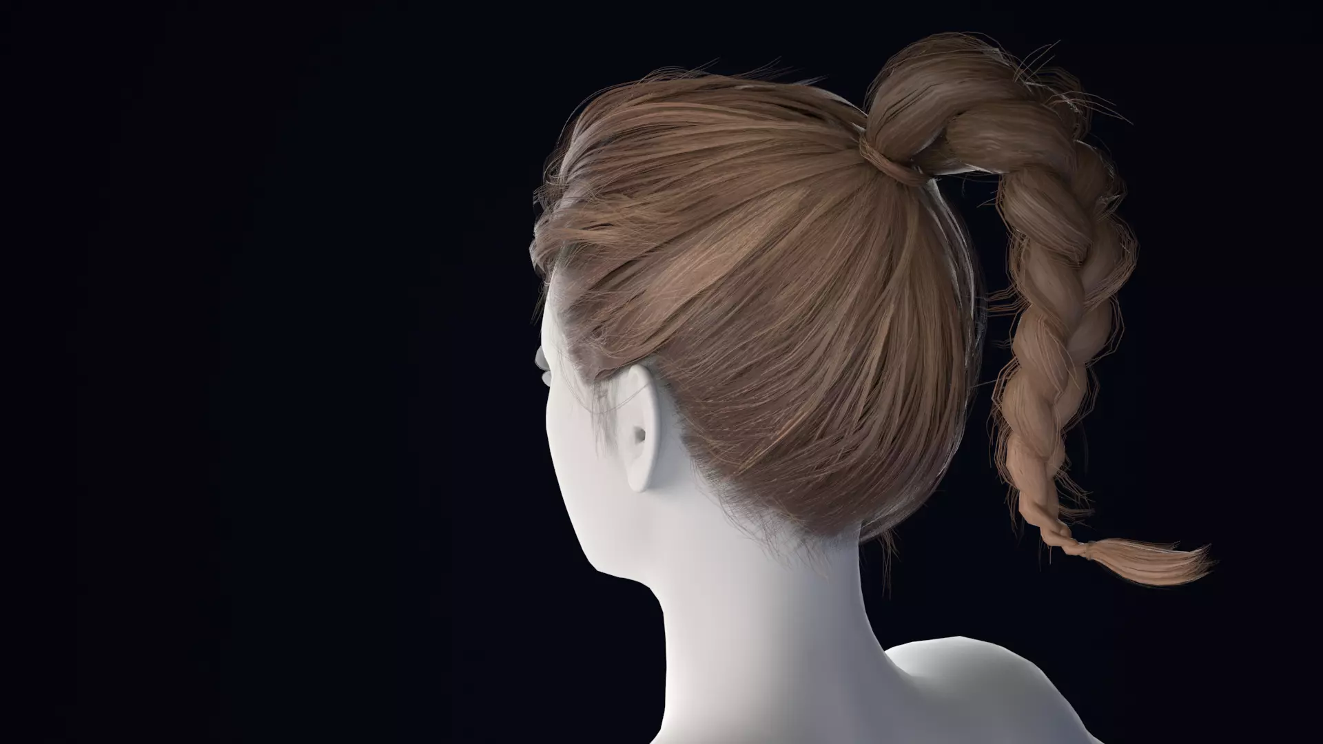 Realistic Female Hair Low-poly 3D model