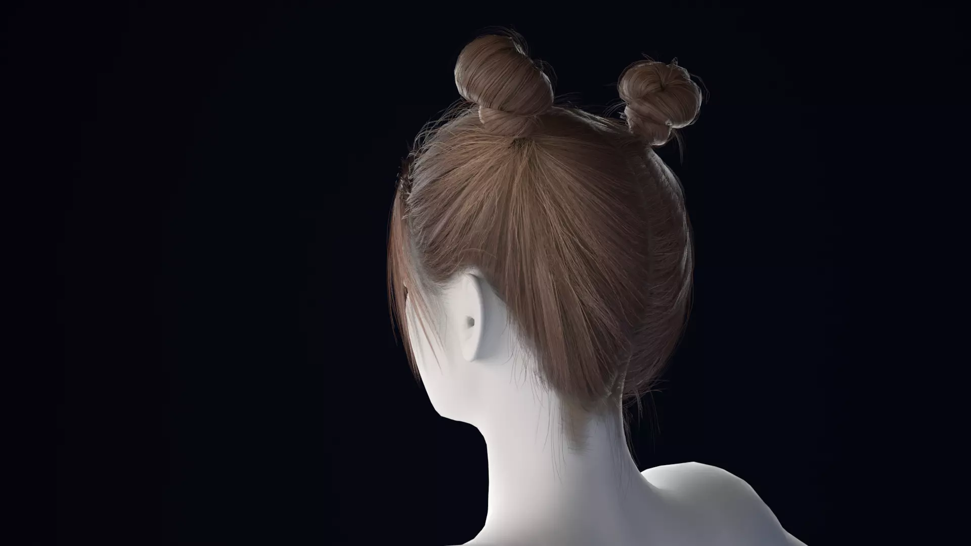 Realistic Female Hair Low-poly 3D model