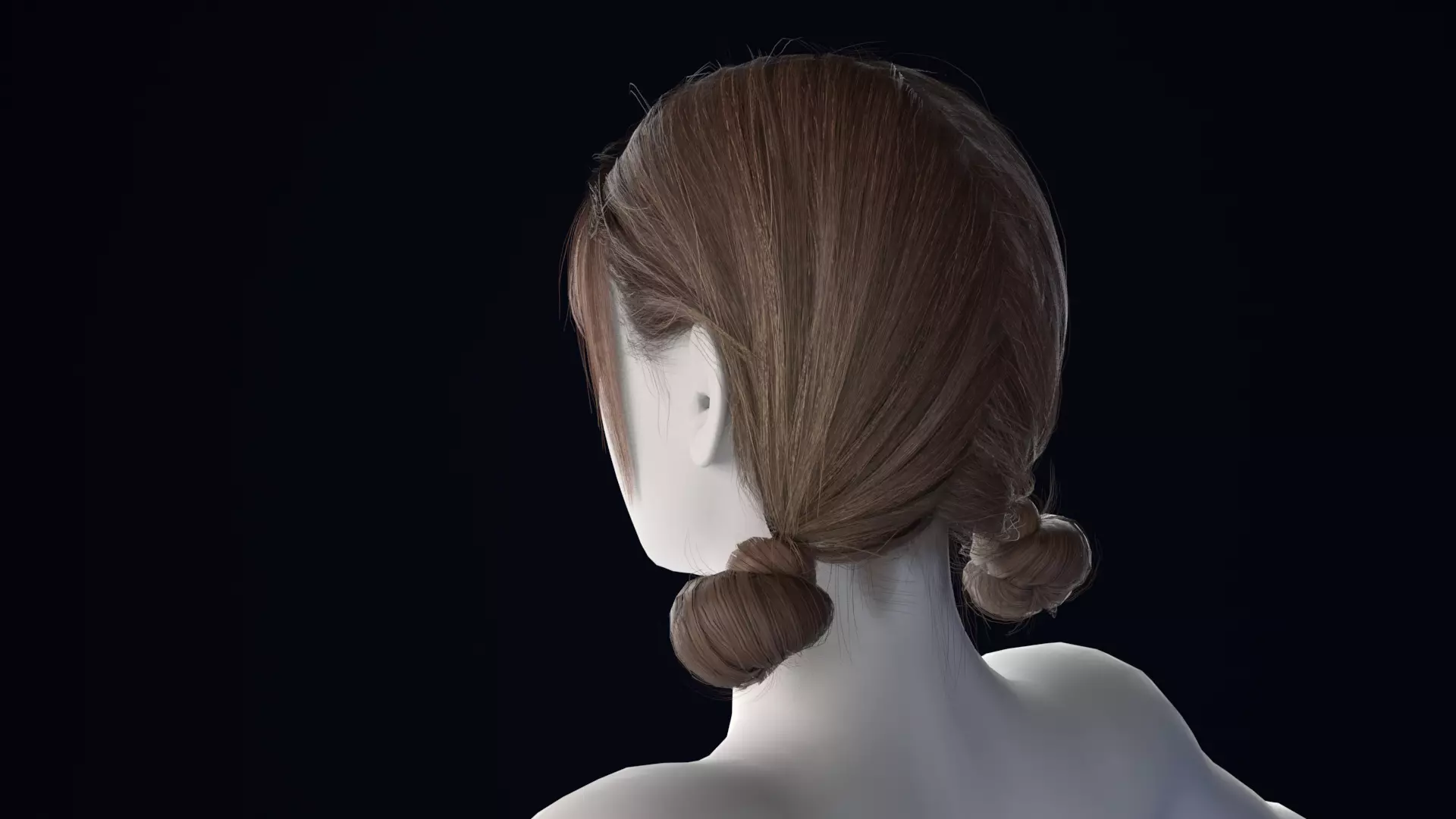 Realistic Female Hair Low-poly 3D model