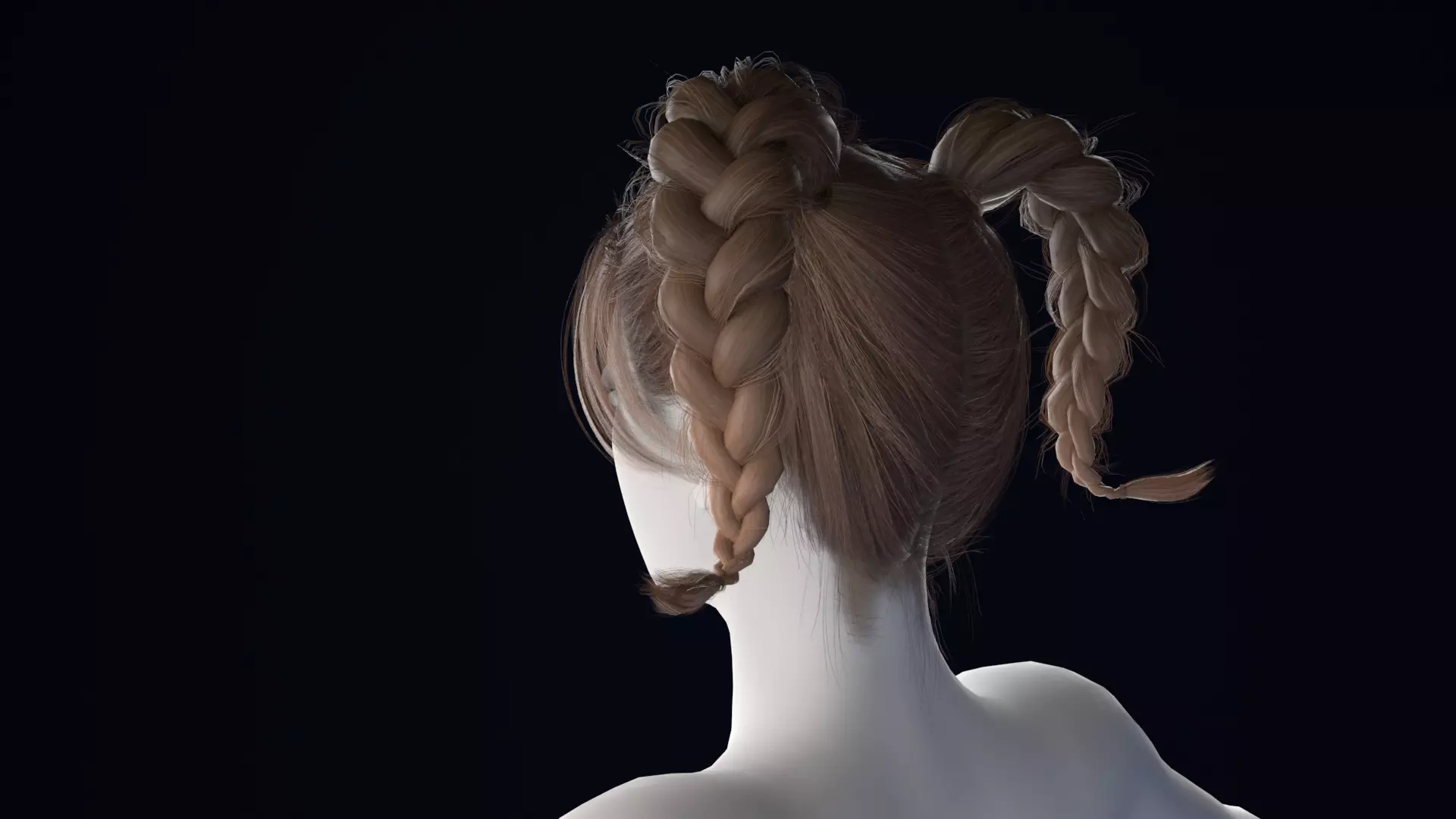 Realistic Female Hair Low-poly 3D model