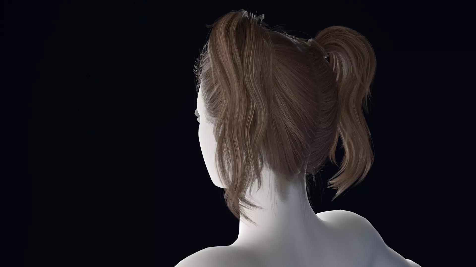Realistic Female Hair Low-poly 3D model