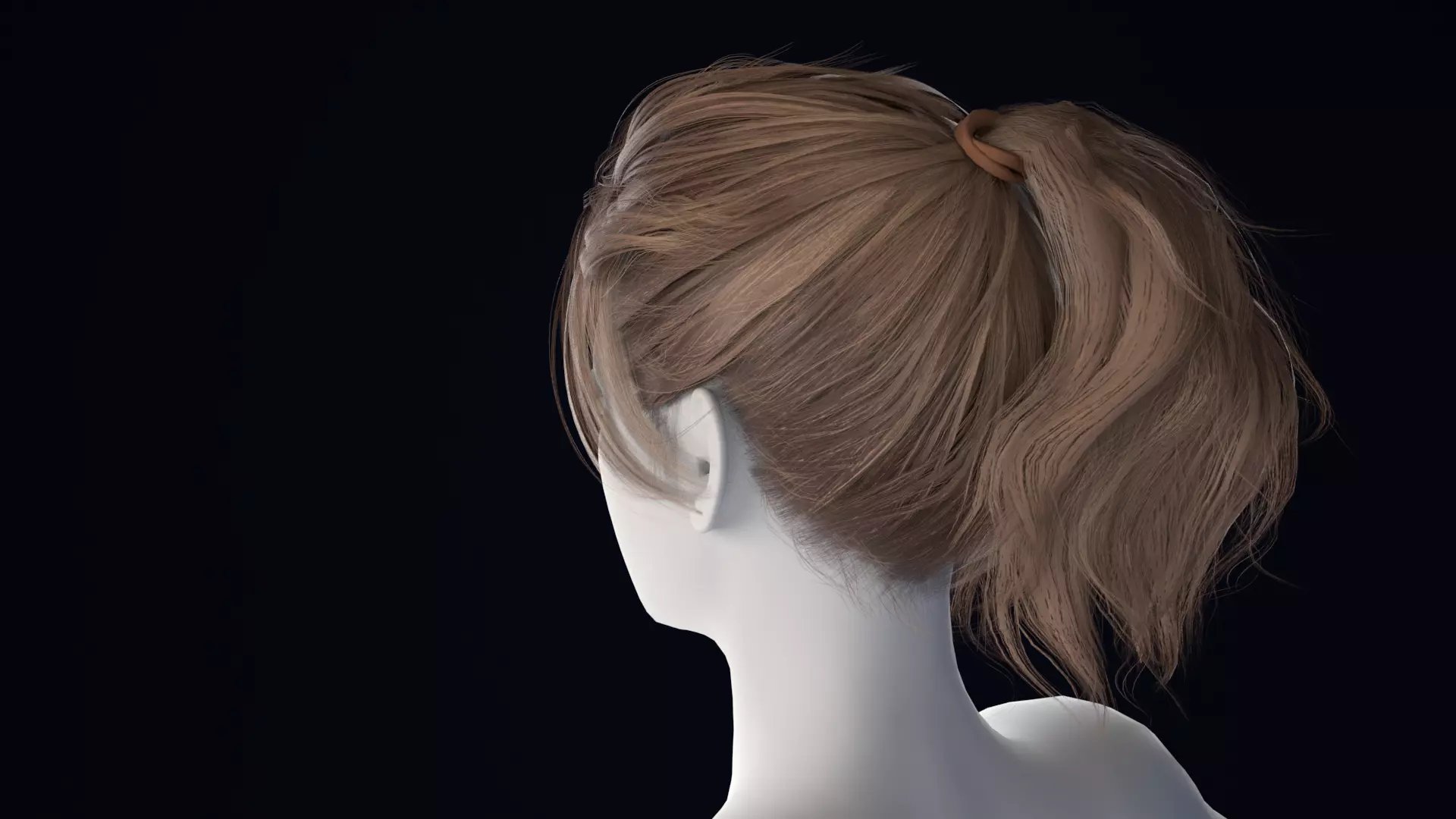 Realistic Female Hair Low-poly 3D model