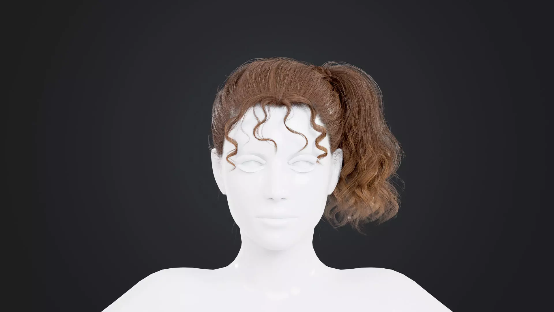 Realistic Female Hair Low-poly 3D model