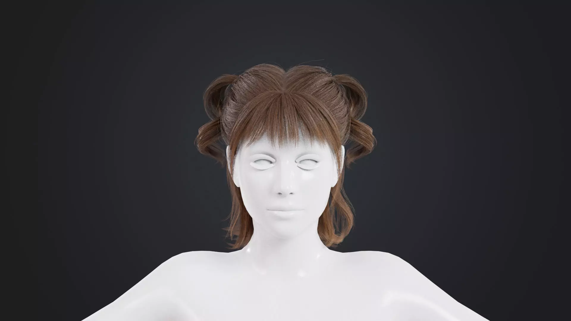 Realistic Female Hair Low-poly 3D model