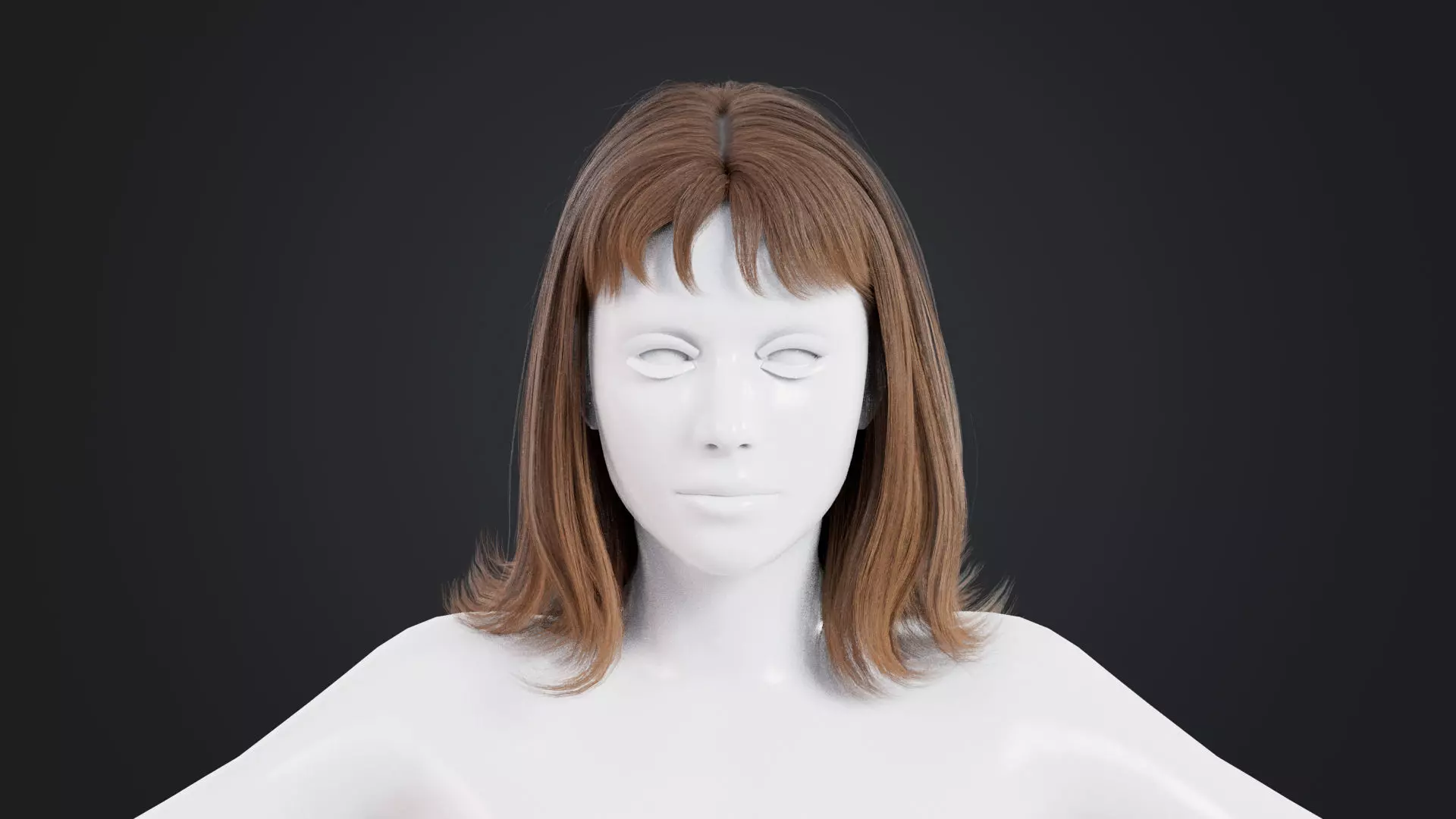 Realistic Female Hair Low-poly 3D model