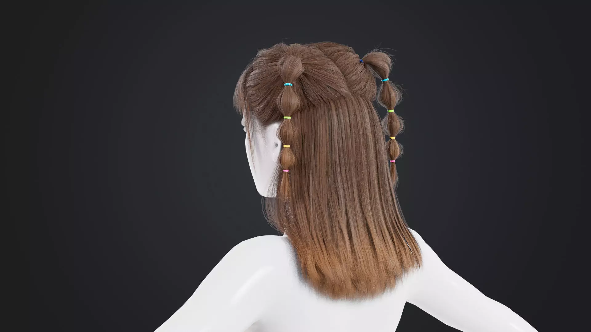Realistic Female Hair Low-poly 3D model