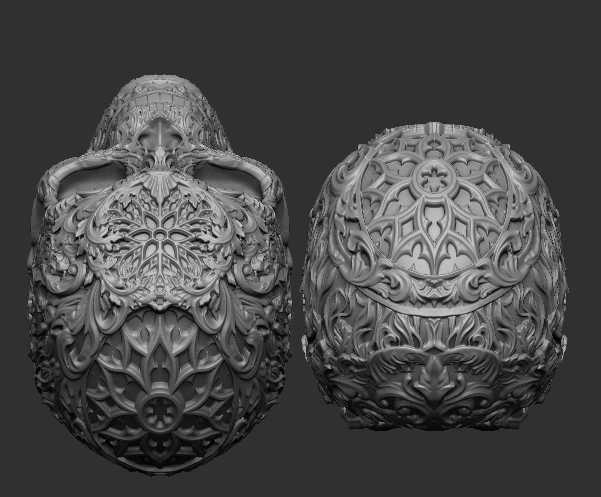 Skull ornamental 3D print model_3