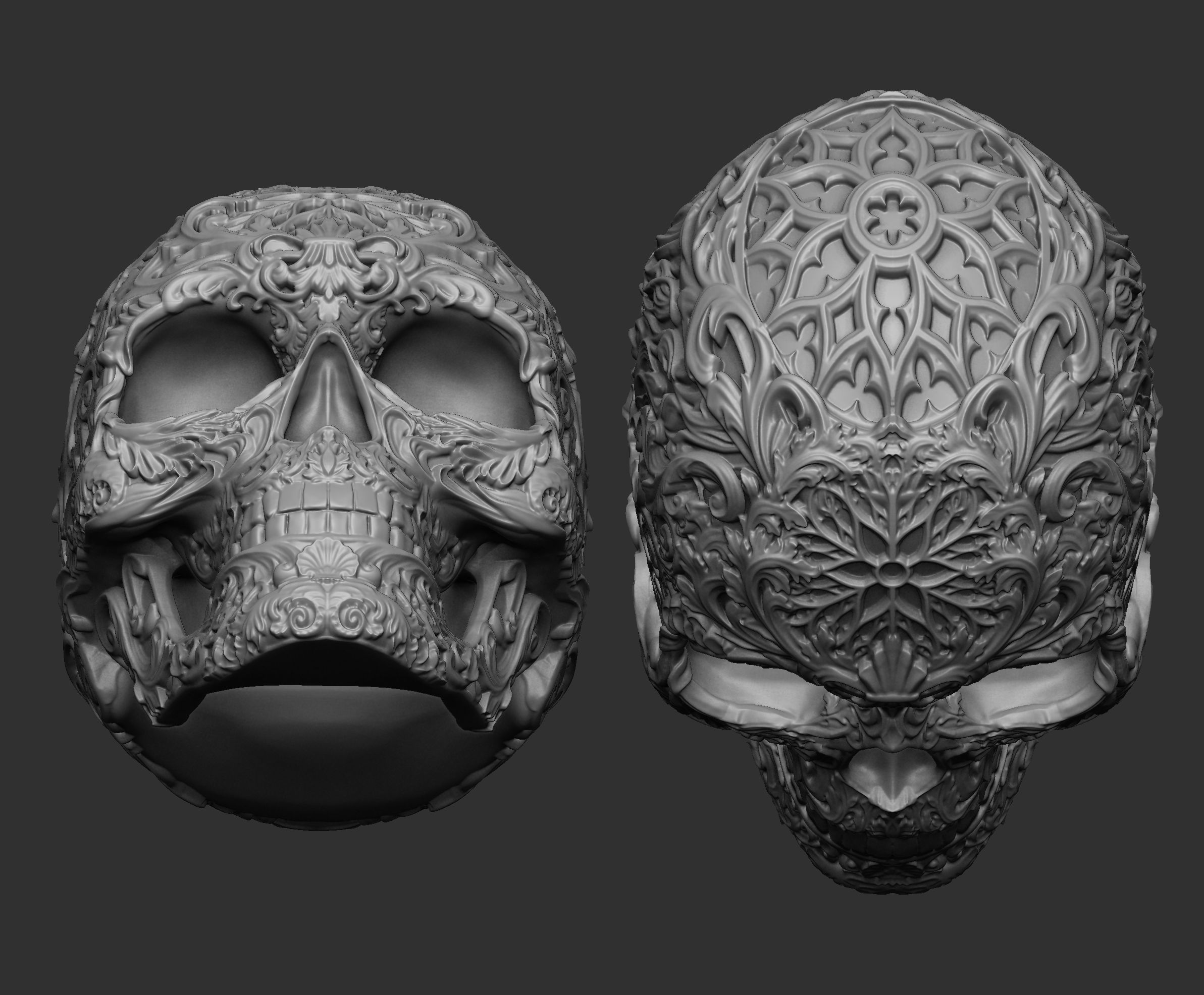 Skull ornamental 3D print model_2