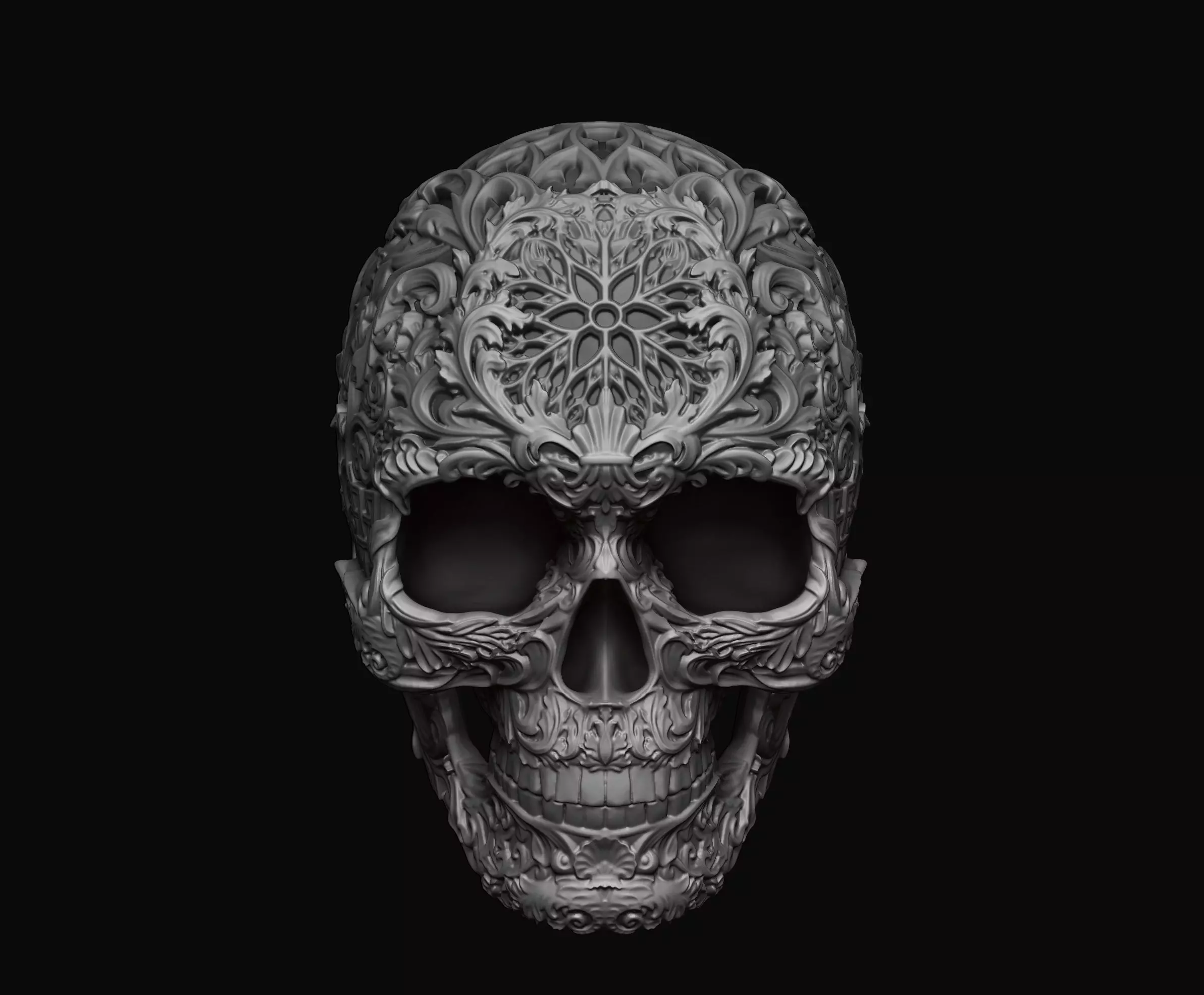 Skull ornamental 3D print model_0