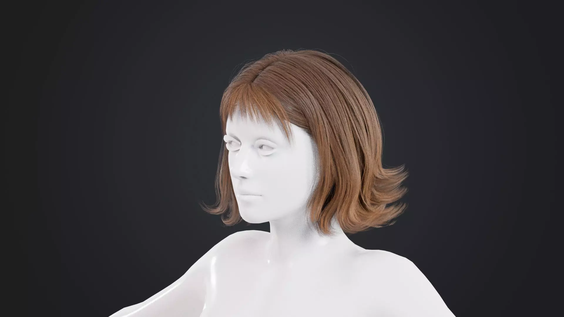 Realistic Female Hair Low-poly 3D model
